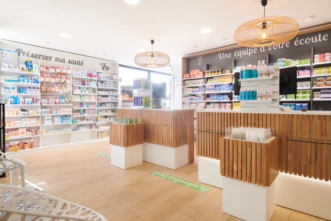 meubles sur mesure pharmacie agencement jbcc moderne tendance coloré