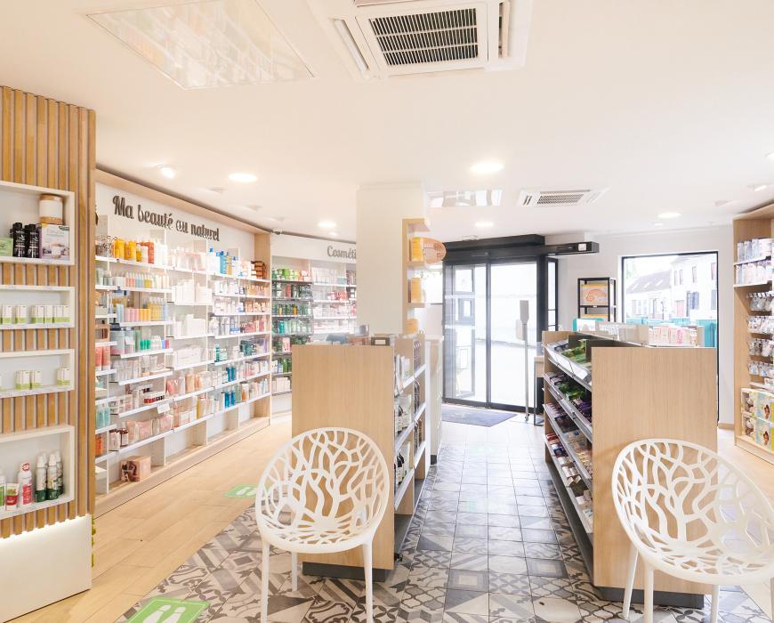 meubles sur mesure pharmacie agencement jbcc moderne tendance coloré