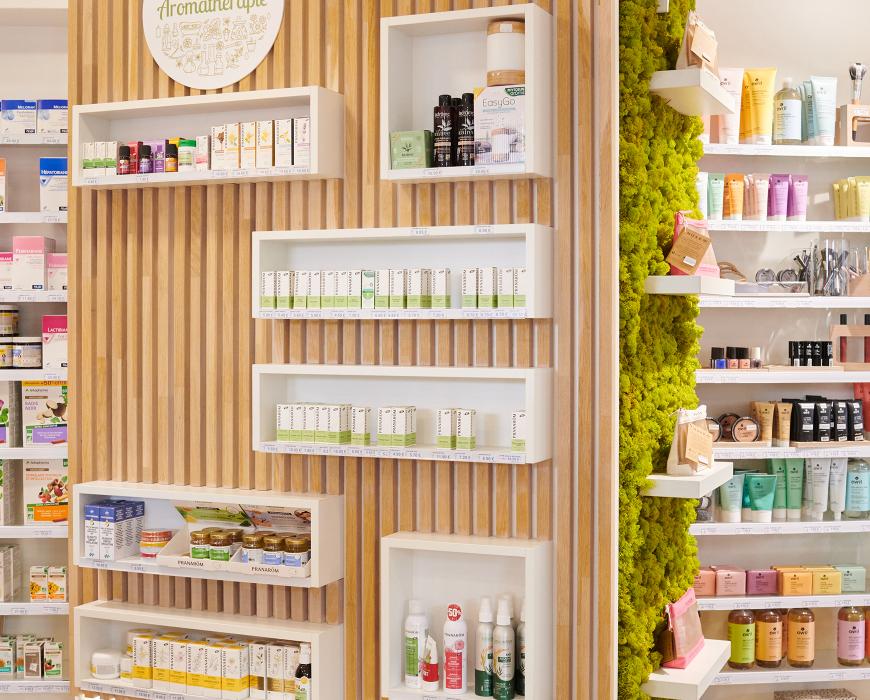 meubles sur mesure pharmacie agencement jbcc moderne tendance coloré