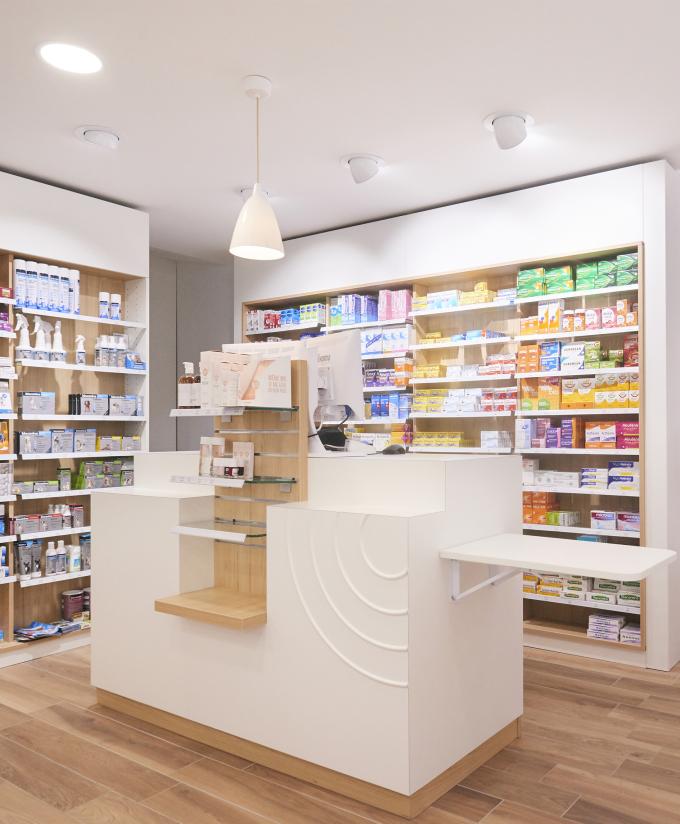 comptoir pharmacie blanc bois