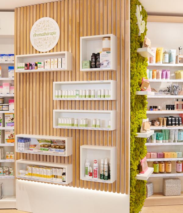 meubles sur mesure pharmacie agencement jbcc moderne tendance coloré