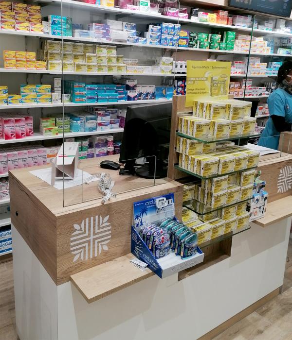 comptoir pharmacie vitre protection 