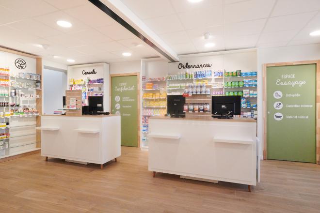meubles sur mesure pharmacie agencement jbcc moderne tendance coloré