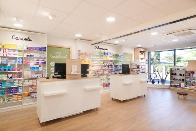 meubles sur mesure pharmacie agencement jbcc moderne tendance coloré