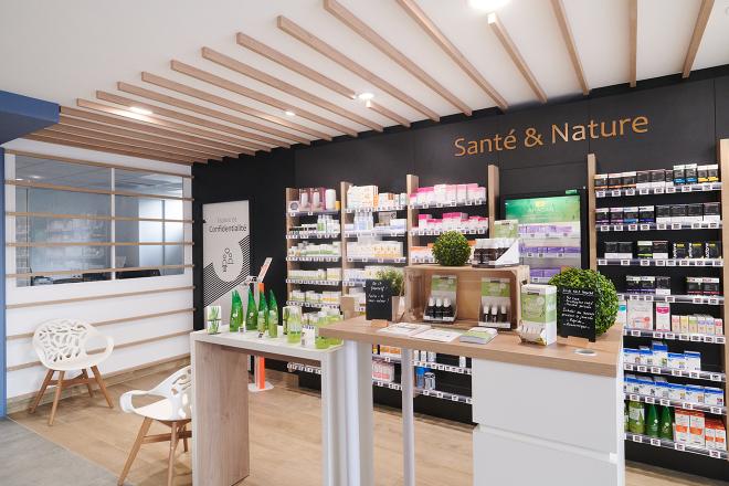 pharmacie nature tasseaux bois blanc noir