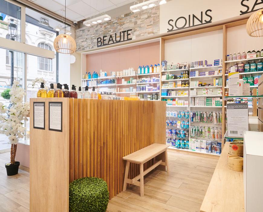 meubles sur mesure pharmacie agencement jbcc moderne tendance coloré