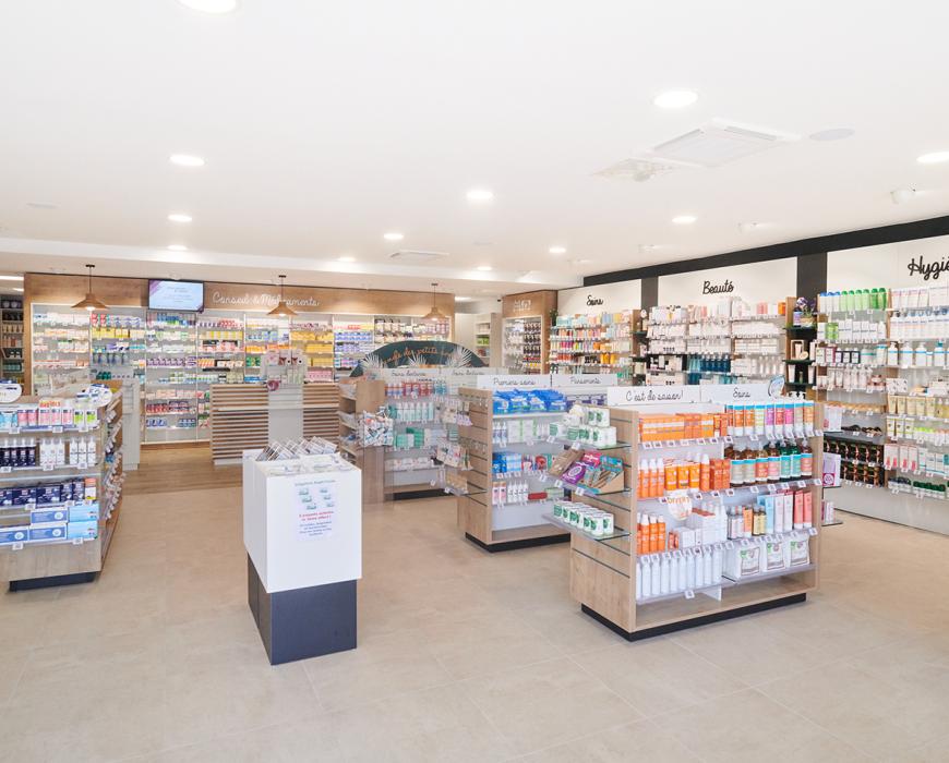 meubles sur mesure pharmacie agencement jbcc moderne tendance coloré