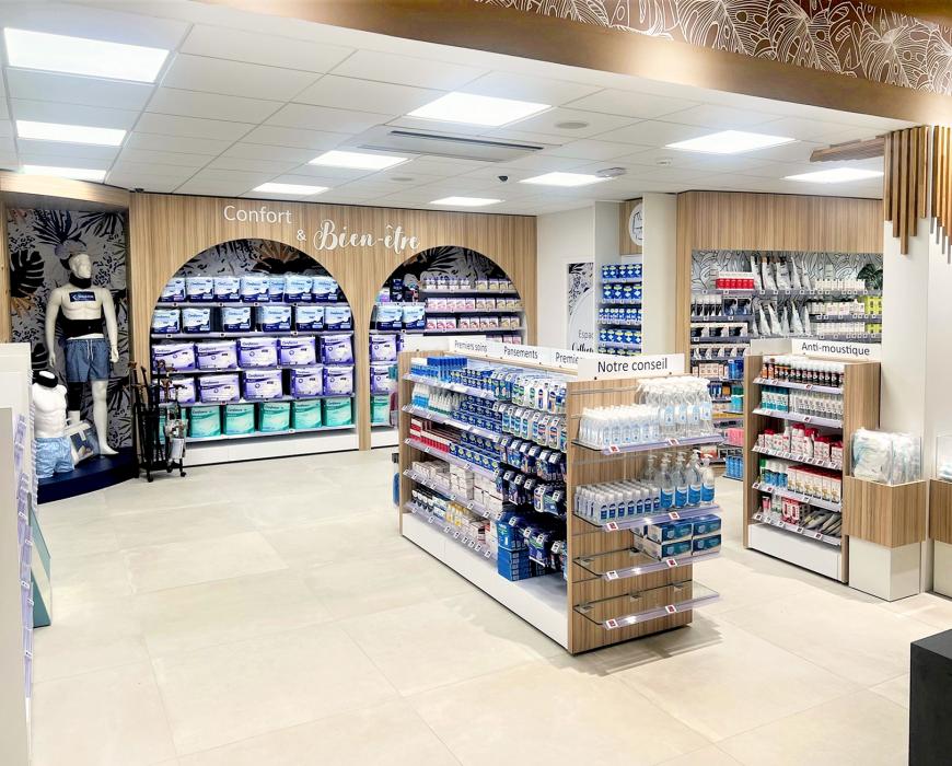 agenceur agencement aménagement réagencement relooking transfert création espace orthopédie salle de vaccination espace confidentiel espace optique mad espace beauté maman bébé maquillage soins capillaires hygiène confort bien être surface de vente mobilier comptoir linéaires décoration travaux fabrication française 