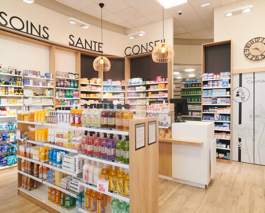 meubles sur mesure pharmacie agencement jbcc moderne tendance coloré