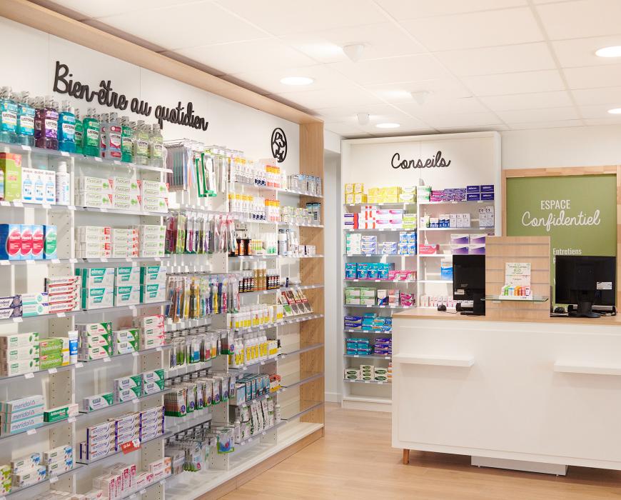 meubles sur mesure pharmacie agencement jbcc moderne tendance coloré