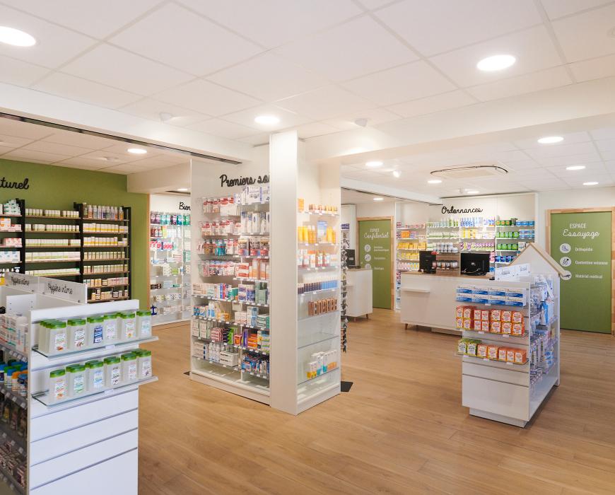meubles sur mesure pharmacie agencement jbcc moderne tendance coloré