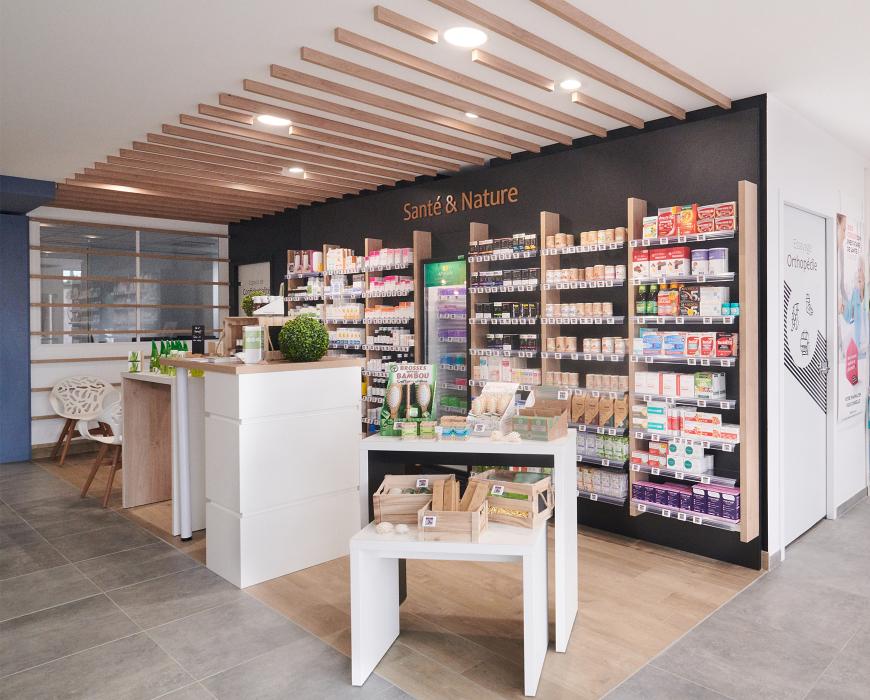 pharmacie espace nature noir bois blanc